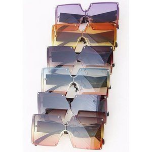 Oversized Square Frame Mix Tone Lens Sunglasses